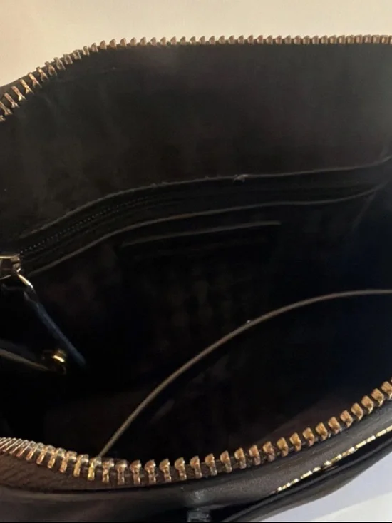 Karl Lagerfeld Black Leather Top-Handle Satchel with Gold Hardware - Picture 3 of 8